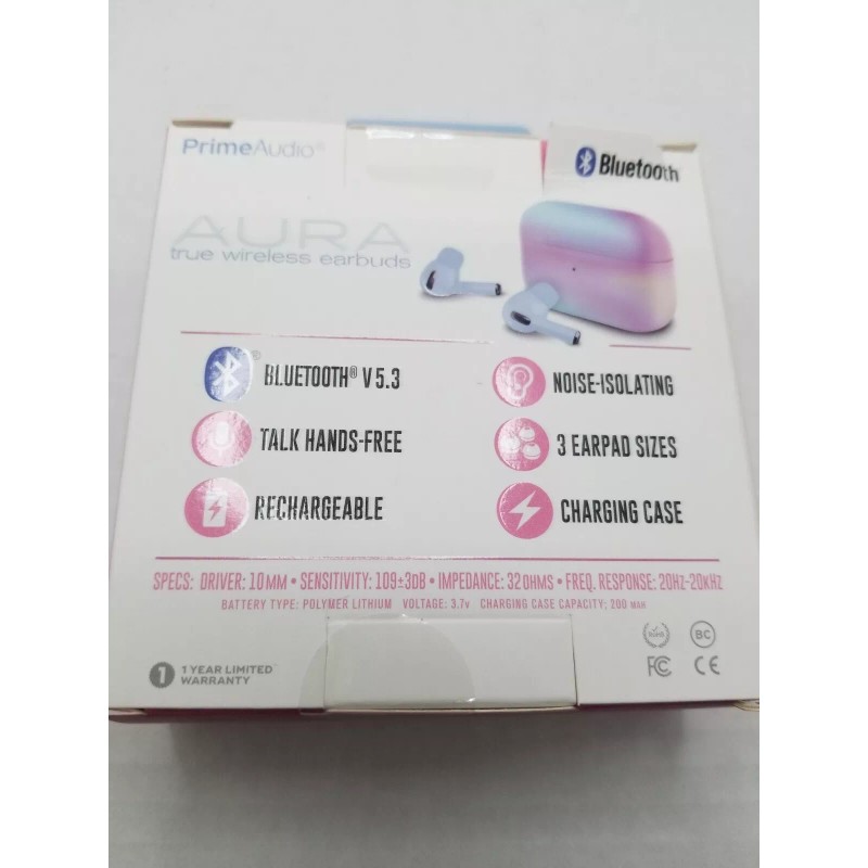 Prime Aura Prime Audio True Wireless Earbuds Bluetooth NEW