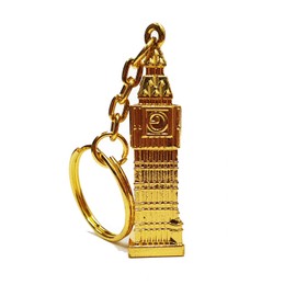 London Souvenir/ Gift Die Cast Metal Keyring - 3D Gilt Big Ben Golden