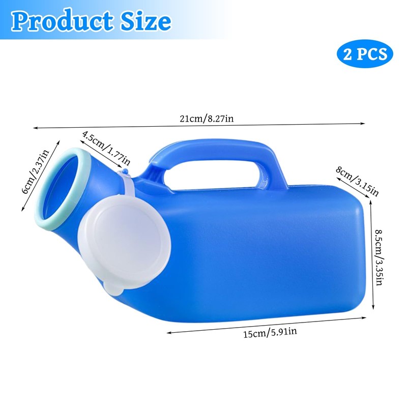 Urinal Bottles for Men, 2 Pack Urine Bottle Portable Thick