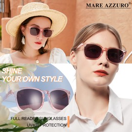 MARE AZZURO Outdoor Reading Sunglasses Women 0.50 0.75 1.00 1.25 1.50 1.75 2.00 2.25 2.50 2.75 3.00 3.25 3.50 3.75 4.00 (Pink, 2.50)