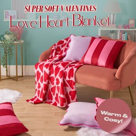 OHS Waffle Hearts Throw Blanket Fleece, Valentines Decorations Throws for Sofa Living Room Bedroom Blanket Soft Comfy Bed Warmer Throws for Winter, 125x150cm - Pink