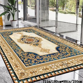 MUST-HAVE Crystal Velvet European Retro High-end Pattern Carpet, Entry Door Floor Mat, Sofa Tea Table Carpet, Outdoor Carpet, Thickened Non-slip Wash-free, Easy To Treat, For Flower Shop Clothing Store Hotel For Hotel - Color: default, Size: 79in/200cm*1