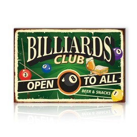 Finest Folia RV002 Aluminium Sign 30 x 20 cm Decorative Hobby Sign for Garden Living Room Garage Outdoor Decoration Retro Chalkboard Hobbies Weatherproof Robust Stable RV002 (14 Billiards)