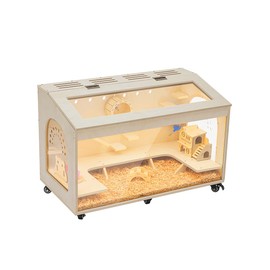 Hamster Cage Large 32 inch Guinea Pig Cages Hamster Cages Enclosure and Habitats Mice Rat Cage with Platform Openable Top Acrylic Sheets Wooden Chewproof Small Animal Cage for Hedgehog Mouse Gerbil