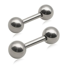 Adelina Style Pure Titanium Dumbbell Ball Earrings, Round Ball, Stud Earrings, Popular, 16G, Cartilage Earrings, Men's, Women's, 1 Pair, Hypoallergenic, Unisex, Unisex, Titanium