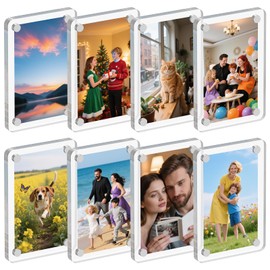 Dooiclear 8 Pack Acrylic Magnetic Picture Frame for Fridge, 2.36x3.54 Inch Polaroid Frame for Refrigerator, Clear Instax Photo Frames, Mini Picture Magnet Frames for Home, School, Office