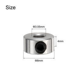 sourcing map 20pcs Set Screw Collars 3.05mm Bore Shaft Collars, 8mm OD, 4mm Width, Drill Stop Collar, Carbon Steel Drill Bits Depth Collars