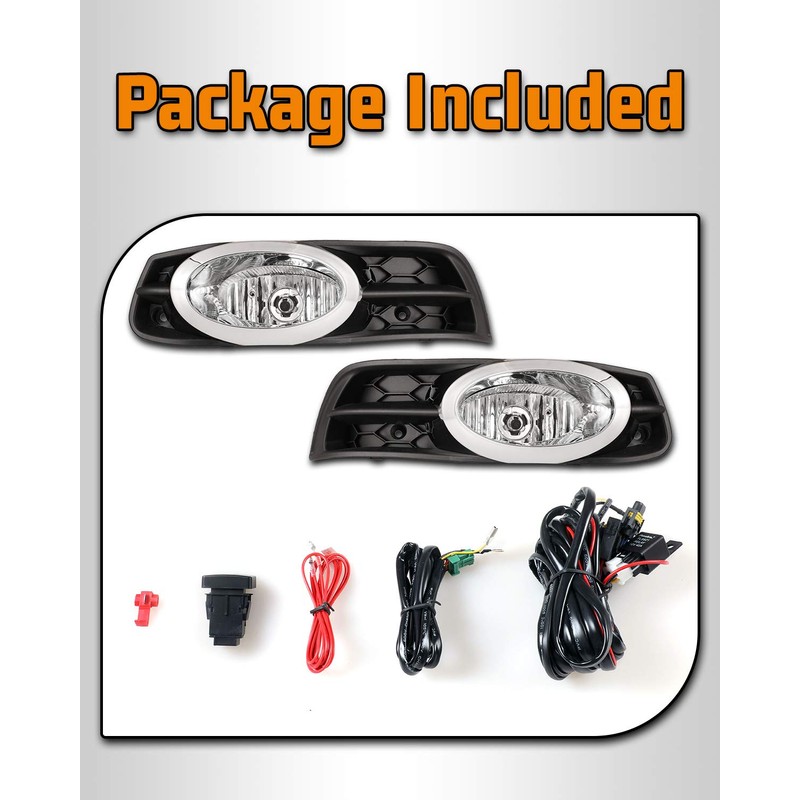 AUTOFREE Fog Lights for 2012 2013 Honda Civic Coupe 2Dr