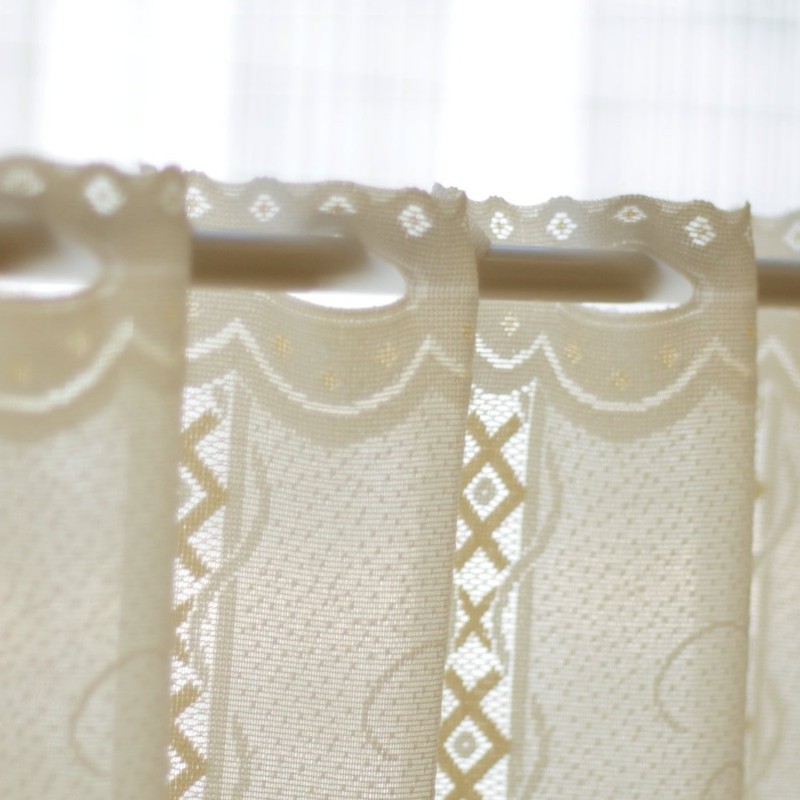 Cafe Curtain Natural Flower 13694 Beige, 35.4 inches (90 cm)
