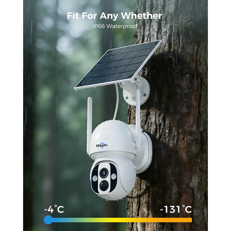 Hiseeu 4G LTE Cellular Security Camera Solar Powered, No WiFi