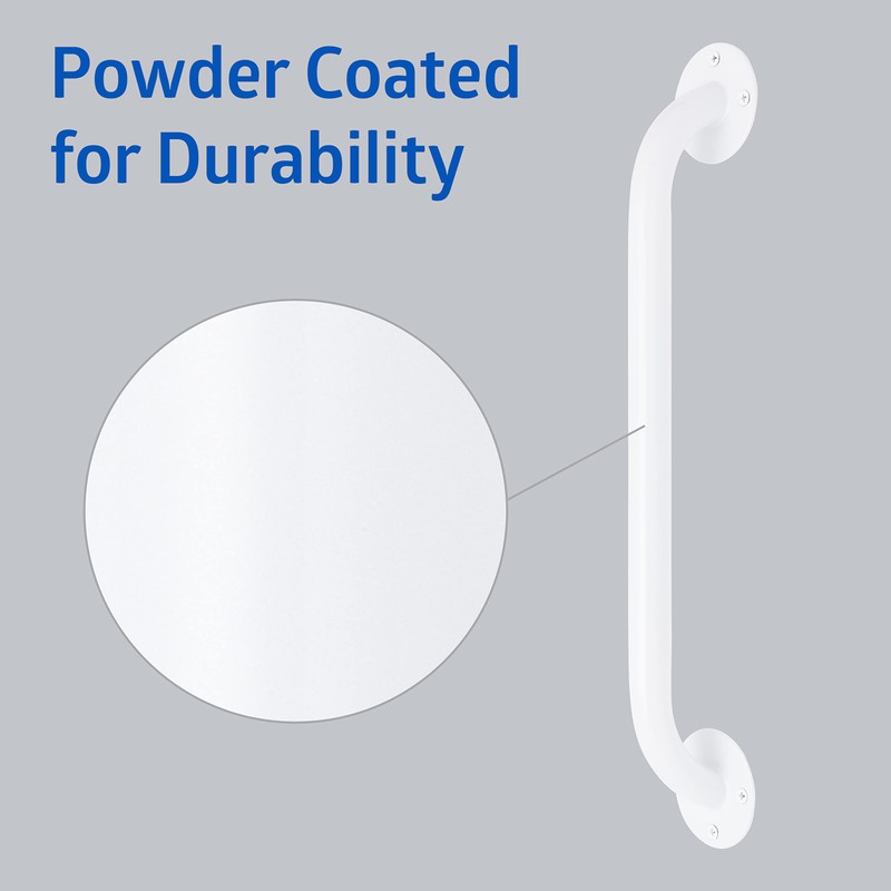 Medline White 16” Grab Bar for Shower & Bathtub, Independence