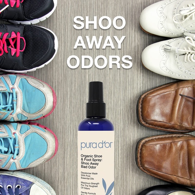 PURA D'OR Organic Shoe & Foot Odor Eliminator Spray (8oz)