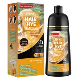 XYZCREATIVE Chestnut Brown Hair Dye Shampoo 3 in 1 for Women & Men 100% Gray Hair Coverage - Herbal Ingredients Natural Plant Hair Color - Hair Dye in Minutes 500ML