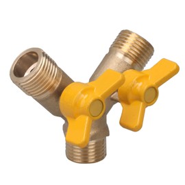 Solid Brass Y Ball Valve 3 Male Thread with Comfort Grip for Oil and Gas Hoses Connector Splitter Adapter