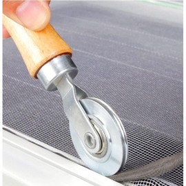 HOJLKLD Screen Repair Kit, Screen Roller Tool with Bearing Spline Roller Wooden Handle and Puller Hook for Installing Door Screen Window