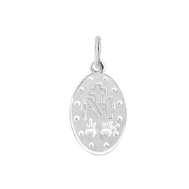 Ritastephens Italian Sterling Silver Small Miraculous Virgin Mary Medal Charm Pendant for Necklaces, 15mm