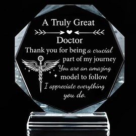 PLIGREAT Doctor Gifts for Women Men, Crystal Keepsake Thank You Gift for Doctors Doctor Appreciation Plaque Best Doctor Gifts for Doctors' Day Acrylic Decorative Signs Home Office Table Decor