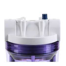 Hydronix HF3-10CLWH12PR, 10" Clear Housing with White Rib Cap For RO & Filtration Systems, 1/2" Ports with Relief Button