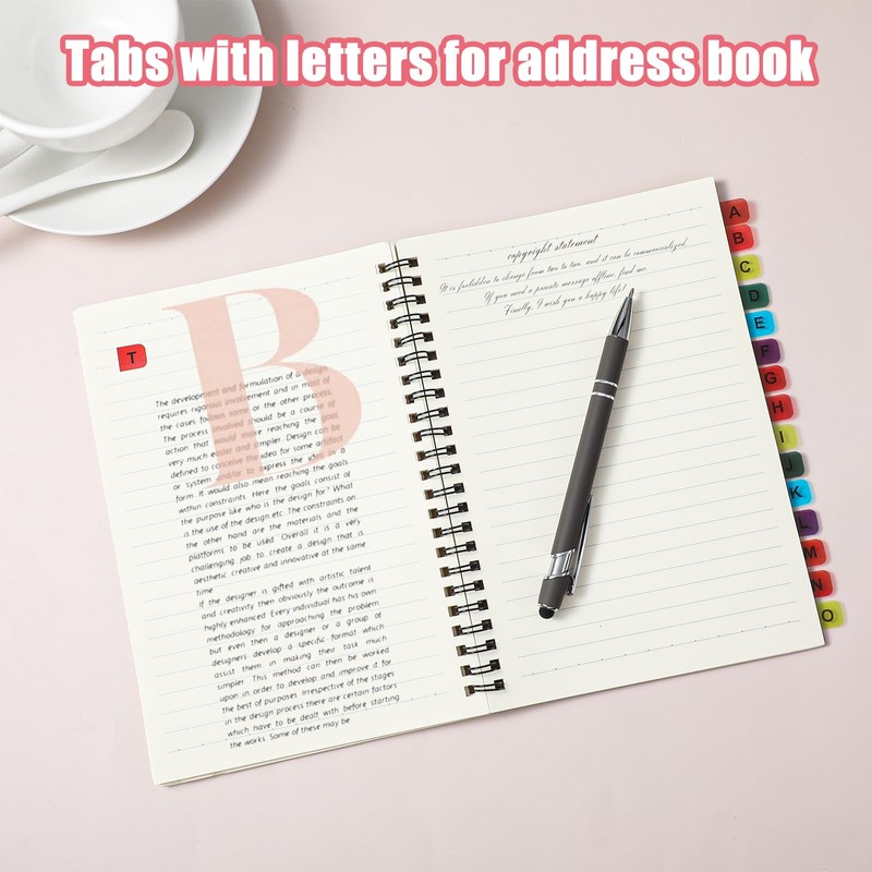 ElevateTech A-Z Alphabet Tabs, 24 Sheets A-Z Multicolor Sticky Alphabet