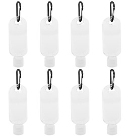8 Pcs Travel Bottles with Keychain 1.7oz (50ml) Portable Plastic Leakproof Squeeze Hand Sanitizer Holder with Flip Cap Refillable Small Empty Bottles for Shampoo Conditioner Body Wash Liquid