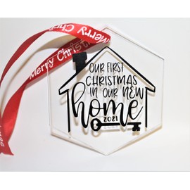 Our First Home Ornament, First Christmas New Home Ornament, Realtor Ornament, First Home Ornament, New Home Owners Gift, Real Estate Agent (Clear Back)