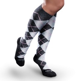 Calcetines altos de rodilla con patrón de soporte suave (15-20 mmHg), Rosado Argyle, M