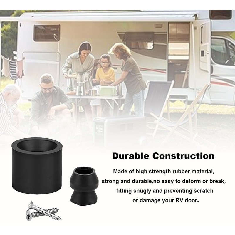 RV Trailer Door Holder Kit, Low Profile Rubber Bumper, 2