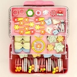 PUCHEN Caja Accesorios para el Cabello - Caja Almacenamiento para Lazos Pelo Organizador Tres Capas con asa para Suministros Costura, Maquillaje, uñas, Suministros