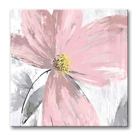 Genius Decor Abstract Flower in Blush Pink and Grey Wall Art Canvas Print Modern Bathroom and Bedroom Wall Decor