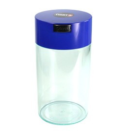 Tightvac - 3 to 12 Oz Vacuum Sealed Storage Container, Dark Blue Cap & Clear Body
