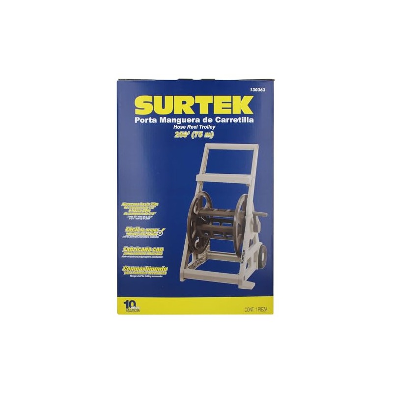 Surtek 130363 Porta Manguera con Ruedas, 75 m