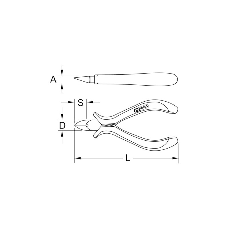 KS Tools 500.7024 Precision diagonal side cutter, 120mm