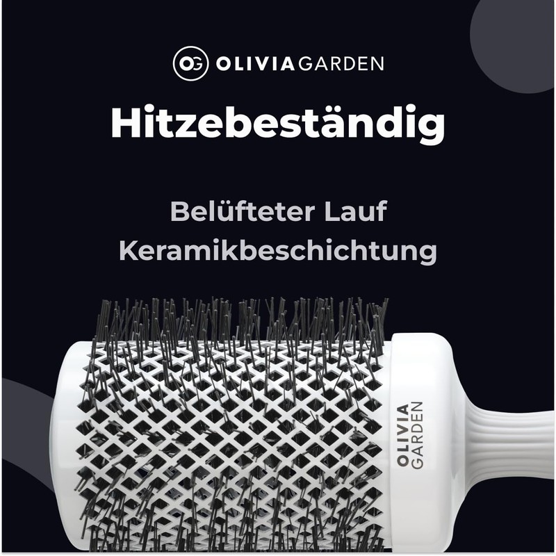 Olivia Garden - Expert Blowout Shine Hairbrush, White and Grey,