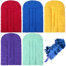 Duster Refills for Cleaning Fleece Refills Hand Duster Reusable Dusters Sweeper Mop Refills Dust Wipes Dry Mop Pads for Cleaning Ceiling Fan Hardwoods, 6 Rainbow Colors, 7.5 x 4.5 Inch (6 Pcs)