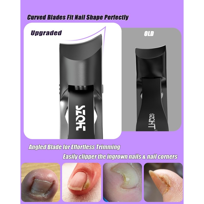 2025 Upgrade Angled Head Nail Clippers for Men, SZQHT Toenail
