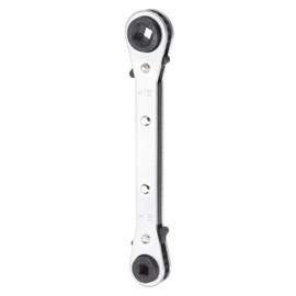 HARFINGTON HVAC Service Wrench 1/4" 5/16" 3/16" 3/8" 180 Degrees SAE Double Head 16-Teeth Air Conditioner Valve Reversible Ratchet Wrench for Refrigeration Equipment Repair, Silver