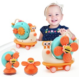 LEADSTAR Montessori Toy Baby from 6 9 12 Months, High Chair Suction Cup Toy Baby Sensory Motor Skills Toy Bath Toy Gift Snail Car for Baby Boys Girls 0 1 2 3 Years