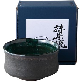 Ale-net Matcha Bowl W4.9 x D4.9 x Height 2.8 inches (12.4 x 12.4 x 7.2 cm), Blue Cave Matcha Bowl, Ceramic, Mino Ware, Made in Japan