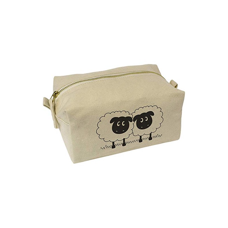 'Pair of Sheep' Canvas Wash Bag/Makeup Case (CS00006954)