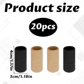 Finger Support, 20 Pcs Finger Sleeves, Breathable Sports Finger Protector, F inger Protectors, Fi nger Splint, Thumb P rotector, for Basketball Volleyball Sports Relieve Arthritis Pain (Skin,Black)