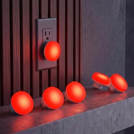 ZeahVeyora 6 Pack Red Light Night Lights for Sleep 0.5w Mini Plug in Night Lights LED Nightlights, Dusk to Dawn Nightlight for Bedroom, Stairs, Kitchen, Bathroom, Hallway, Home Decor