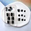 24Pcs Black Press on Toenails with Design, Short Square Acrylic
