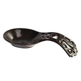 MINLUFUL Spoon Rest,Vintage Robust & Unbreakable Cast Iron Spoon Rest Holder for Stove Top/Kitchen Counter, Heat-Resistant Utensil Rest for Spoons/Ladles/Tongs, Housewarming Vintage Decor, Coffee Gold