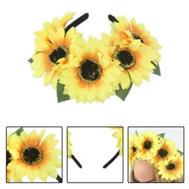 Bohue Sunflower Headband Floral Hair Wreath Headpieces Women Floral Hair Band Creative Stylish Hair Accessories for Bridal Wedding Party