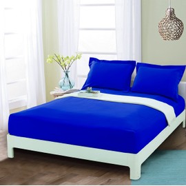 Mocassi Twin Fitted Sheet - Deep Pocket Cooling Sheets up to 16 inch - Hotel Luxury 1800 Premier - Softest Sheets - Wrinkle Resistant - 1 Single Bottom Fitted Sheet, Twin, Imperial Blue