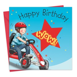 Twizler Birthday Card with Go Kart - Birthday Card for Boys - Birthday Card for Boys - Sporty Birthday Card - Children's Birthday Cards