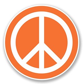 2 x 10cm Peace Vinyl Sticker Symbol Hippy Camper Van Badge Orange Surf #5611 (10cm x 10cm)
