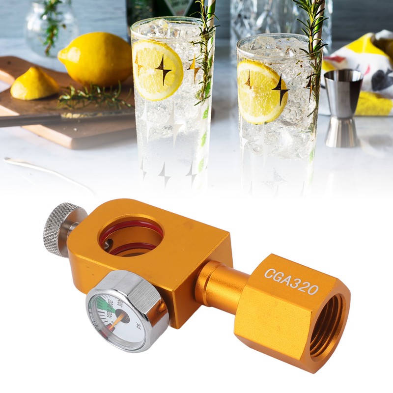 CGA320 CO2 Refilling Adapter with Pressure Gauge Soda Refill Quick
