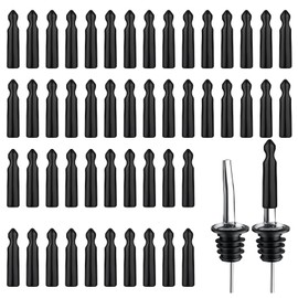 50pcs Pourers Dust Covers, Wine Liquor Bottle Pourers Caps Concave-convex Design, Oil Dispenser Spout & Liquor Spout Covers Rubber Pourer Caps for Bars Wine Clubs Cafes Kitchen, Black