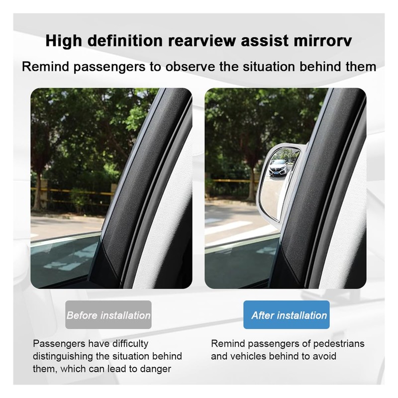 DUSCOKE 2PCS Adjustable Blind Spot Mirrors for Car Rear Seat